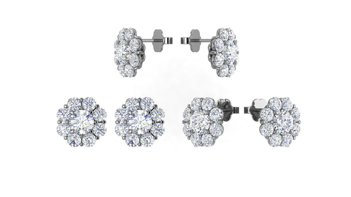 Diamond Cluster Stud Earrings