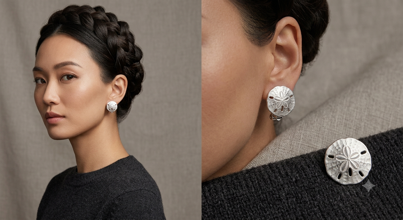 Sterling Silver Sand Dollar Clip- on Earrings