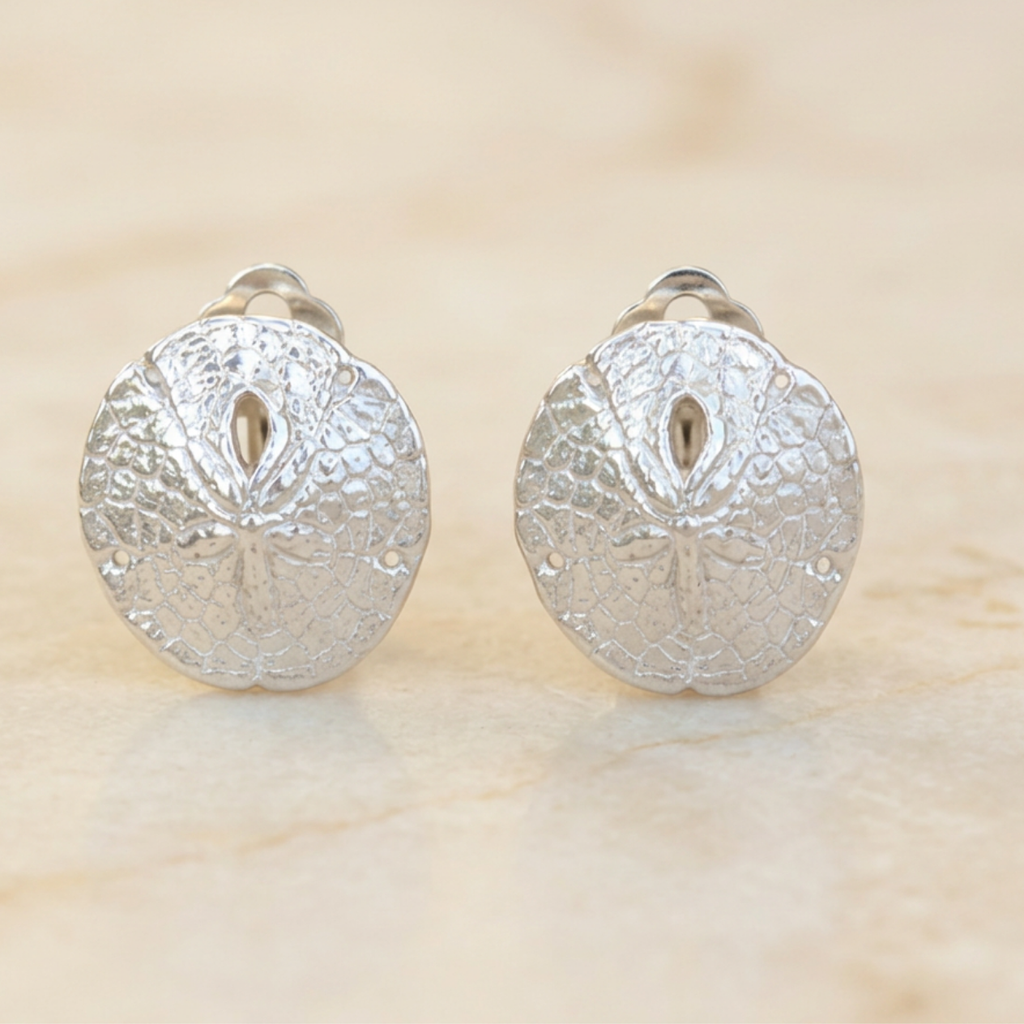 Sterling Silver Sand Dollar Clip- on Earrings