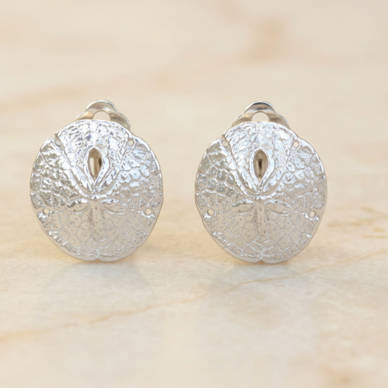 Sterling Silver Sand Dollar Clip- on Earrings