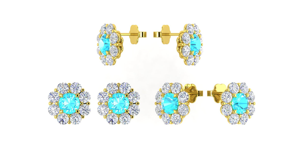 Swiss Blue Topaz Cluster Earrings