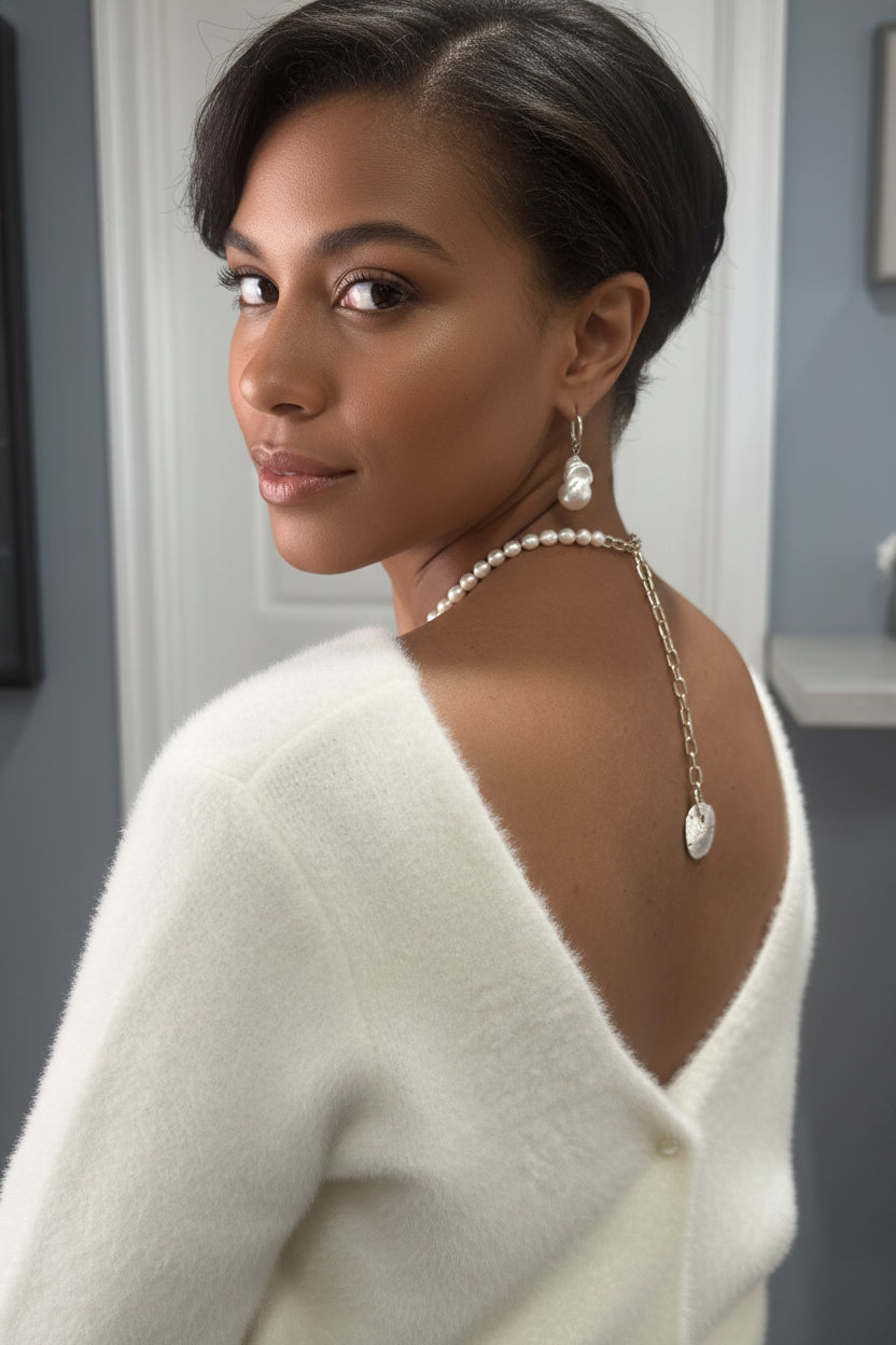 Versatile Mixed pearl and paperclip chain