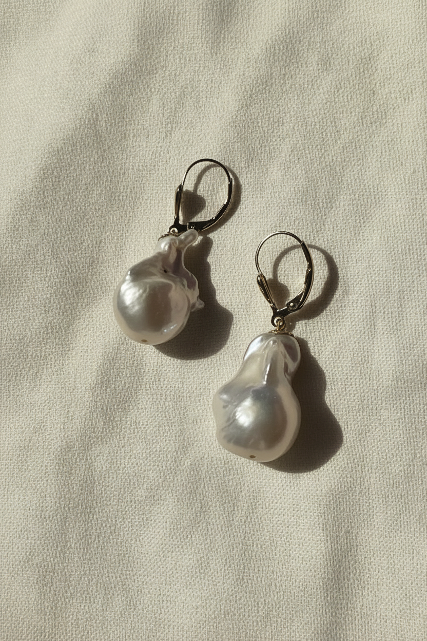 Baroque Earrings on Light Linen